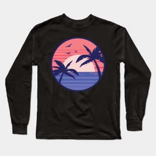 Retro Beach Sunset Long Sleeve T-Shirt